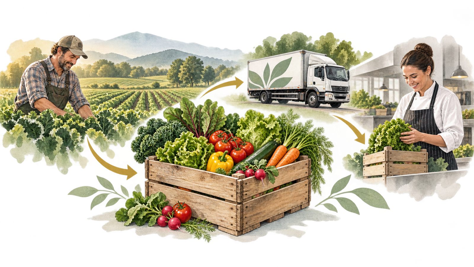 Fresh produce moving from local farms to business buyers